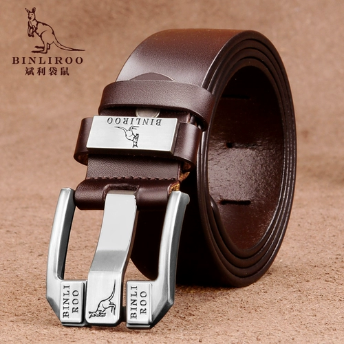 斌利袋鼠 Ремень, высококлассные штаны для отдыха, из натуральной кожи