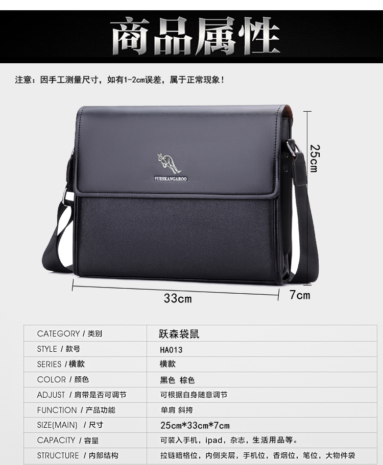 Yuesen Kangaroo Túi nam cho nam Túi đeo vai Messenger Túi da Túi nam - Túi của con người túi christian dior