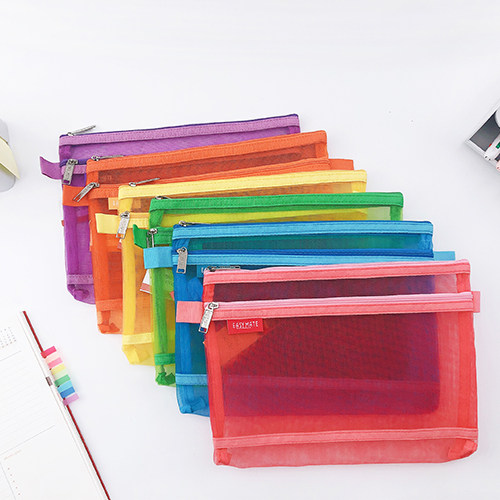 Wenwu EASYMATE translucent mesh file storage bag double-layer large capacity A4A5B5 office student portable