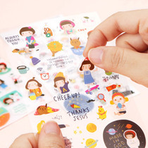 Wen House Korea gracebell cute girl transparent background stickers Sweet diary hand book decorative stickers