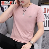 Modal cotton 2020 spring and summer new short sleeve T-shirt mens slim lettering print youth trend mens clothes