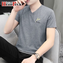 2021 summer new black and white handsome T-shirt mens short sleeve clothes half sleeve mens fashion brand v-neck shirt