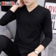 V-neck bottoming shirt men's pure cotton long-sleeved T-shirt underwear spring and autumn clothes 2024 new white T-shirt inner wear spring