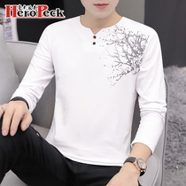 Long sleeve T-shirt mens trend printing autumn coat autumn coat with base shirt Tide brand casual shirt cotton blood