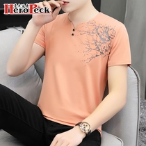2020 Summer new mens short sleeve t-shirt half sleeve youth trend mens cotton fashion personalized printed body gilt