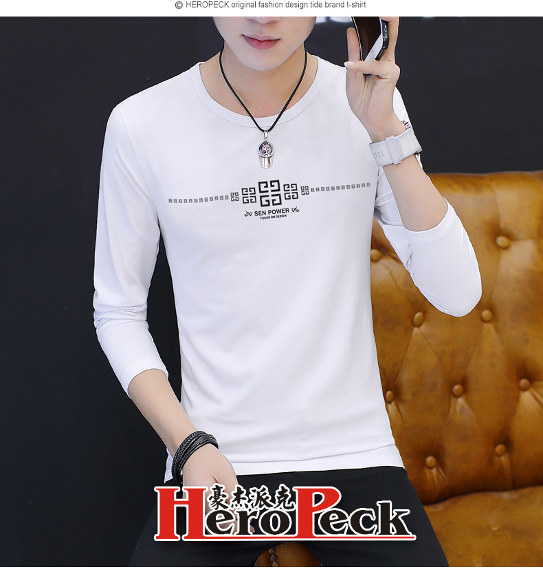 Mùa xuân nam dài tay t-shirt áo khoác mùa thu quần áo đáy áo sơ mi quần áo phần mỏng vòng cổ bông mùa xuân và mùa thu mô hình thủy triều ...