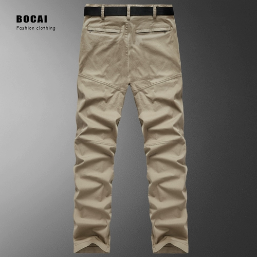 Мужские летние тонкие тактические хлопковые эластичные штаны, свободный прямой крой