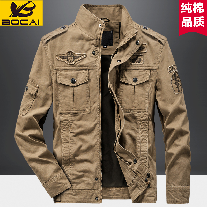 Spring and Autumn Outdoor Tactical Jacket for Men, Functional Multi-Pocket Training Uniform, Loose Fit, Wear-Resistant, Pure Cotton Men's Workwear Jacket
