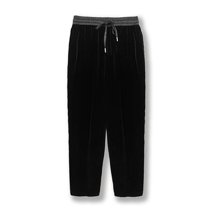 100% Mulberry Silk Velvet Harem Pants for Women, Loose Fit, Slimming, Elastic Waist, Black Casual Real Silk Velvet Cropped Pants 100% Mulberry Silk Velvet Harem Pants for Women, Loose Fit, Slimming, Elastic Waist, Black Casual Real Silk Velvet Cropped Pants