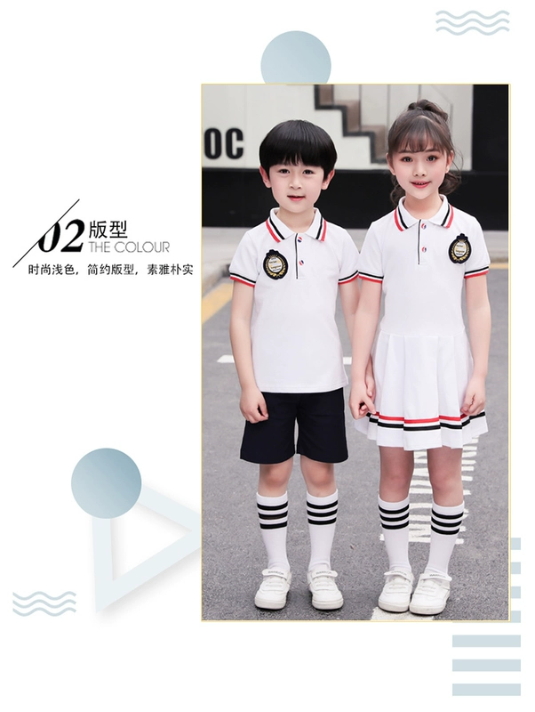 Quần áo trẻ em mẫu giáo giáo viên thể thao áo thun ngắn tay cotton mùa hè đồng phục đặt trường tiểu học phục vụ mùa hè - Đồng phục trường học / tùy chỉnh thực hiện đồ bé gái