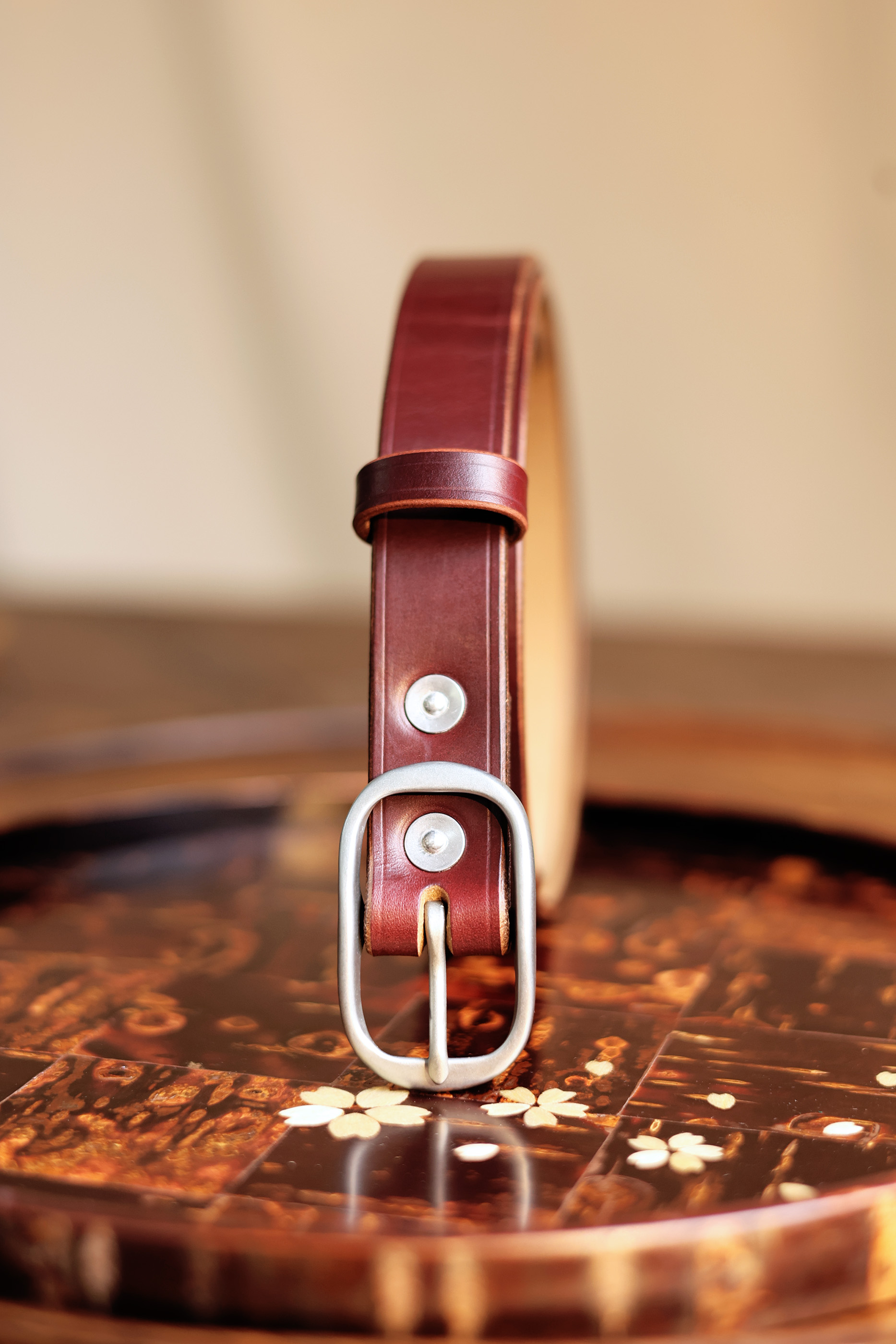 American Horween tea Wax waxed top layer cowhide narrow unisex belt - Belts - Genuine Leather Multicolor