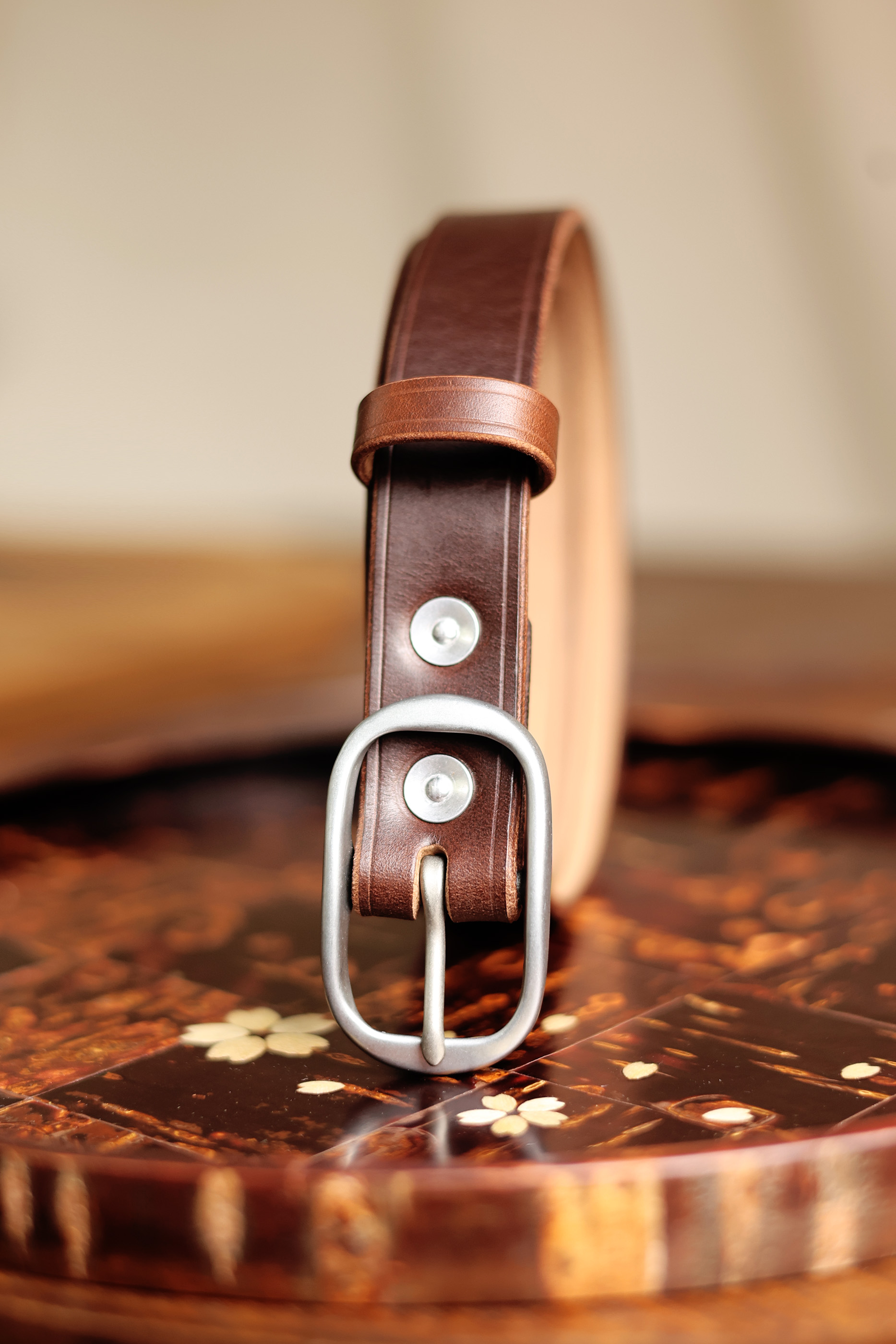 American Horween tea Wax waxed top layer cowhide narrow unisex belt - Belts - Genuine Leather Multicolor