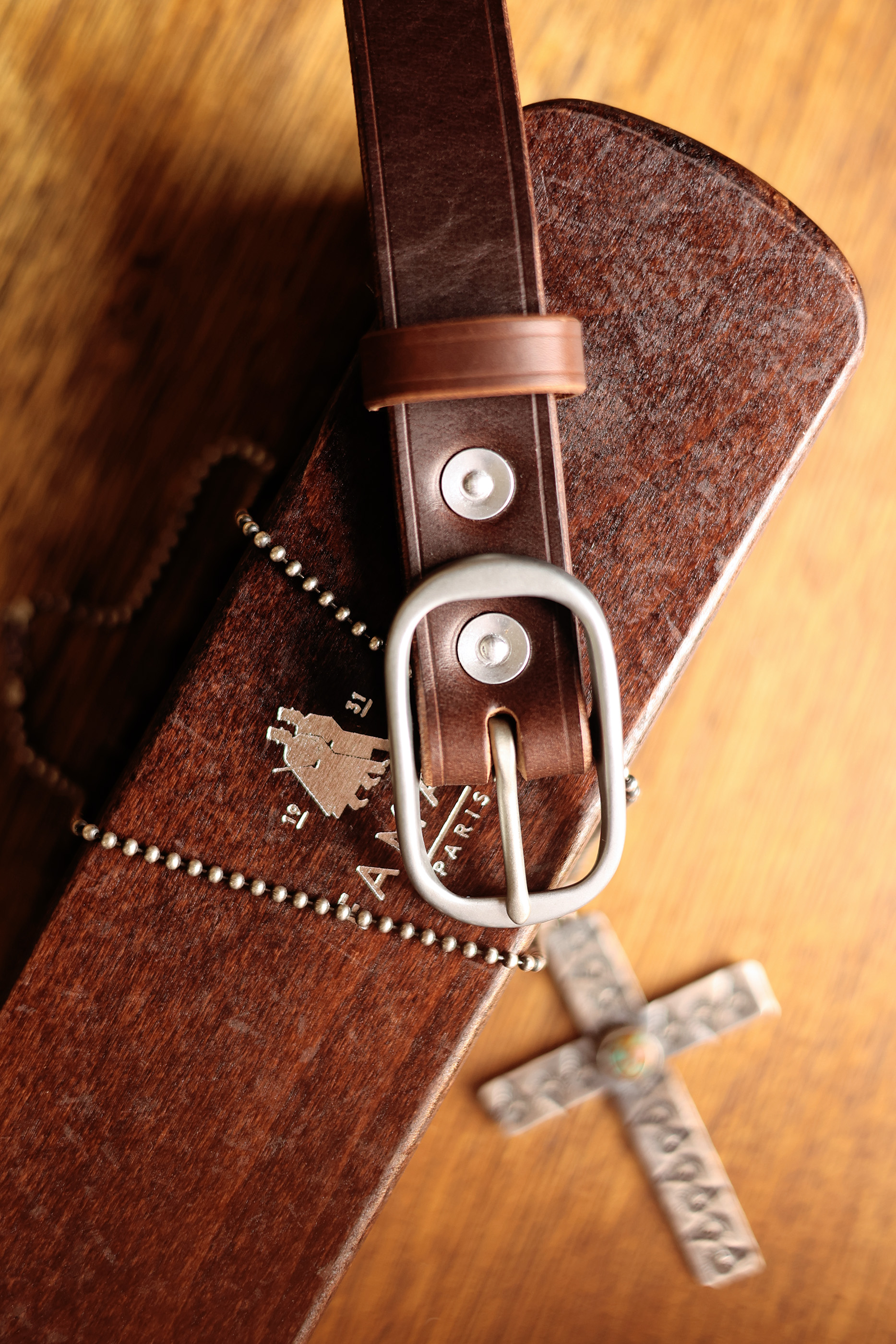 American Horween tea Wax waxed top layer cowhide narrow unisex belt - Belts - Genuine Leather Multicolor