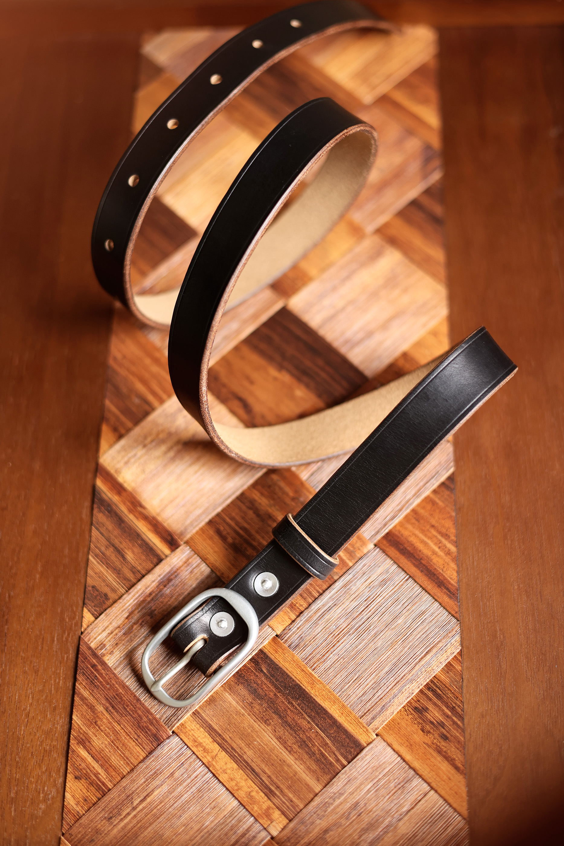 American Horween tea Wax waxed top layer cowhide narrow unisex belt - Belts - Genuine Leather Multicolor