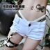 Mùa hè mới phiên bản Hàn Quốc của quần lửng thấp thể thao quần lửng họa tiết ruy băng rỗng khâu bó sát skinny gợi cảm nóng bỏng quần nữ thời trang nữ cao cấp Quần short