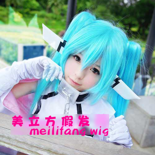 [US Cube] cosplay tóc giả hatune tương lai hoa trà nước màu xanh hatune đôi đuôi ngựa - Cosplay cosplay pokemon