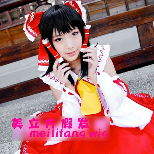 [US Cube] cosplay tóc giả tinh thần phương Đông tiểu sử khác nhau Boli Ling mơ dài đen thẳng 100cm - Cosplay