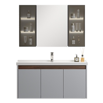 Langwhale hand scan sensor smart mirror cabinet bathroom cabinet combination light luxury simple home bathroom hand wash basin