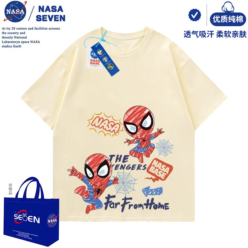 Nasa Spider-Man Cute Boys' T-Shirt Short-Sleeved Trendy 2026 New Summer Boys' Pure Cotton Movie-Style Top Nasa Spider-Man Cute Boys' T-Shirt Short-Sleeved Trendy 2026 New Summer Boys' Pure Cotton Movie-Style Top