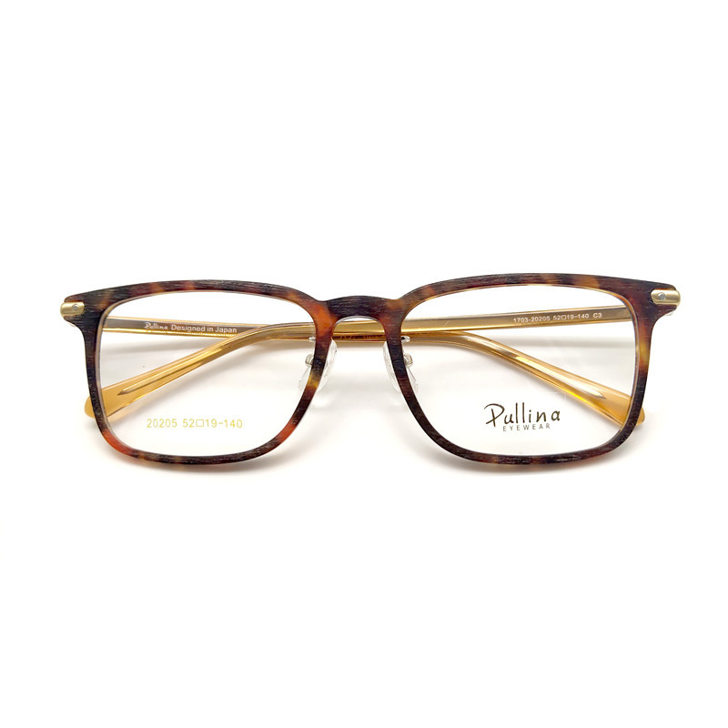 Pullina Glasses Frame Material Orange Finely Carved Resin Square Frame Retro Leopard Print Imitation Wood Grain Pattern