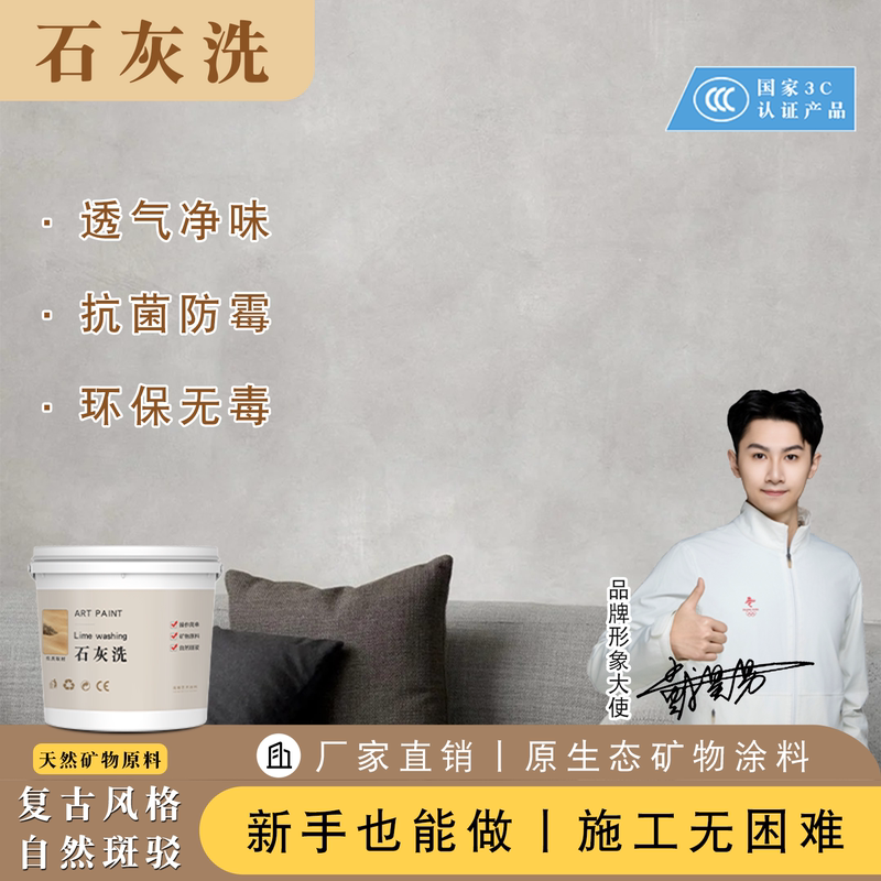 Natural Lime Wash for Distressed Vintage Style in Guesthouses and Photo Studios, Wabi-Sabi Style, Retro Anti-Mold Mineral Paint, Self-Applied Art Paint Mud