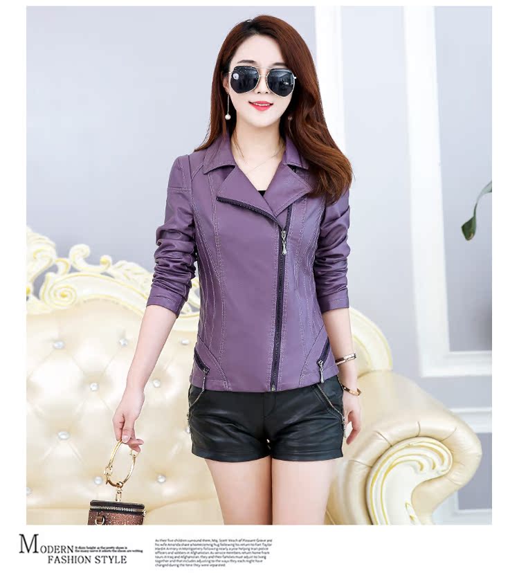 2019 xuân hè mới quần áo da nữ nữ ngắn phần mỏng mỏng thời trang hoang dã cỡ lớn áo khoác da ve áo khoác xe máy áo khoác da nữ xịn hàn quốc