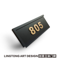 Home door number plate gold room several word stickers company acrylic room brand hotel box logo paint customization