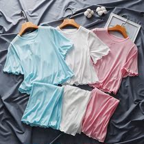 South Korean girls pyjamas suit ice silk thin section summer children half-sleeve home for girls CUHK children short sleeve air conditioning suit