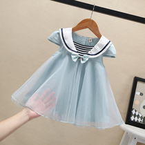 Korean girls summer dress bow foreign style children's clothing baby puffin gauze princess dress children girl skirt