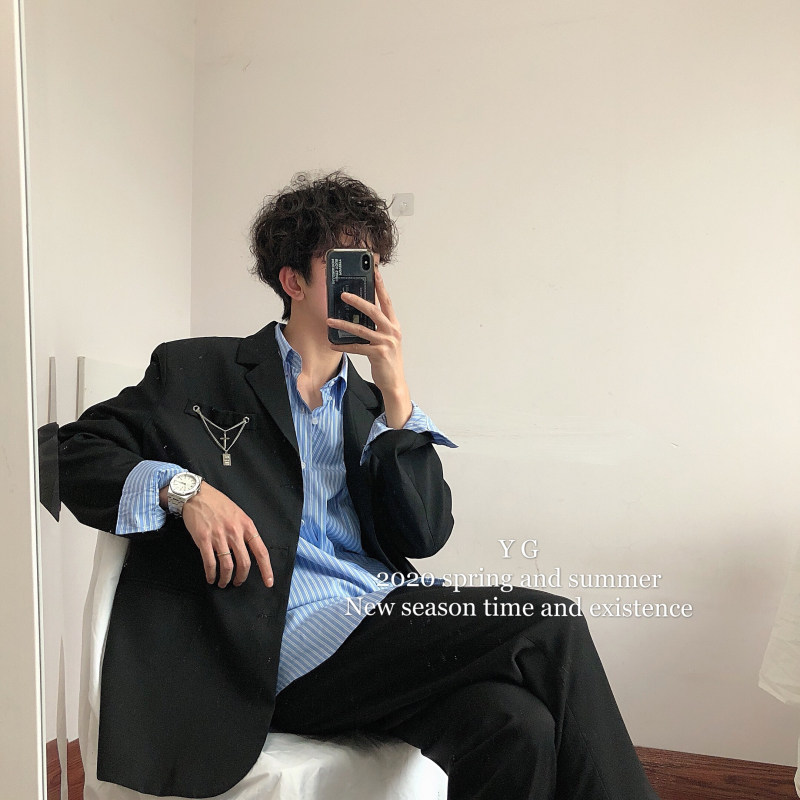 yghome suit men's casual Korean version loose retro single Westport style light and thin suit jacket couple trend
