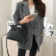 2023 New Autumn Loose Casual Retro Herringbone Suit Women's Medium Long Wool Wool Jacket Small Man