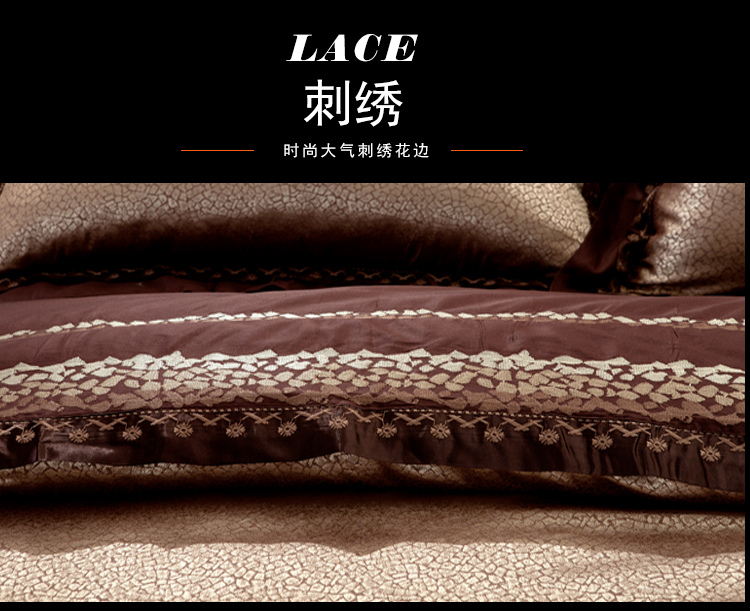 Châu Âu cao cấp giường không khí một gia đình bốn bông tấm gắn bông satin sang trọng jacquard đôi Liu Jiantao - Bộ đồ giường bốn mảnh mền gối