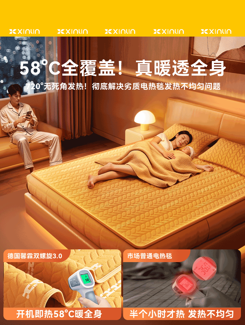 2025 New Graphene Electric Blanket Double-Person Household Electric Mattress Genuine Official Flagship Store Single-Person Warming Blanket