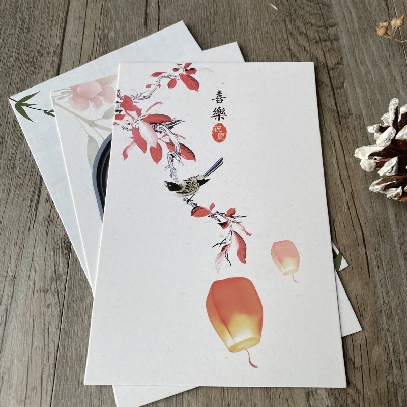 縁起の良い願いが込められた中国風の新年挨拶カード。レトロで上品な装飾カードで、幸運と平和を願っています。