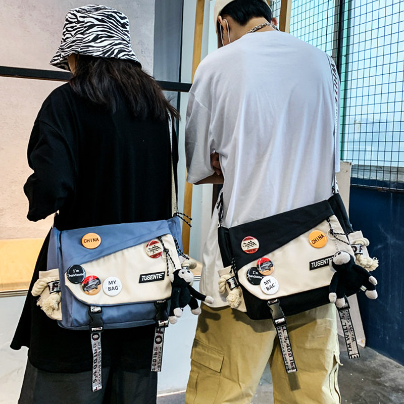 Canvas Slanted Satchel men's large capacity day series Chauded men's bag single shoulder bag men's bag sports men's students bag school bags women