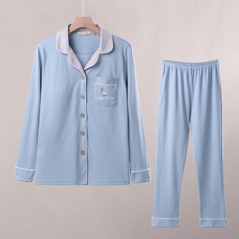 No need to wear lingerie cotton Two sets ladies spring autumn with chest cushion long sleeve stay-at-home suit not wearing bra