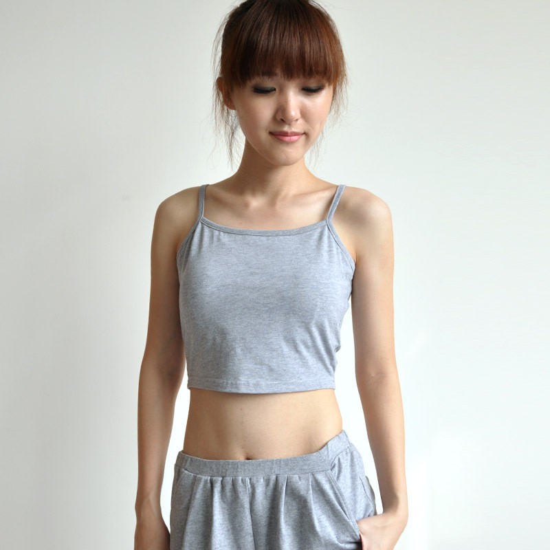 Cotton half sling integrated bra large size tube top small vest short section with chest pad underwear one word collar outer wear