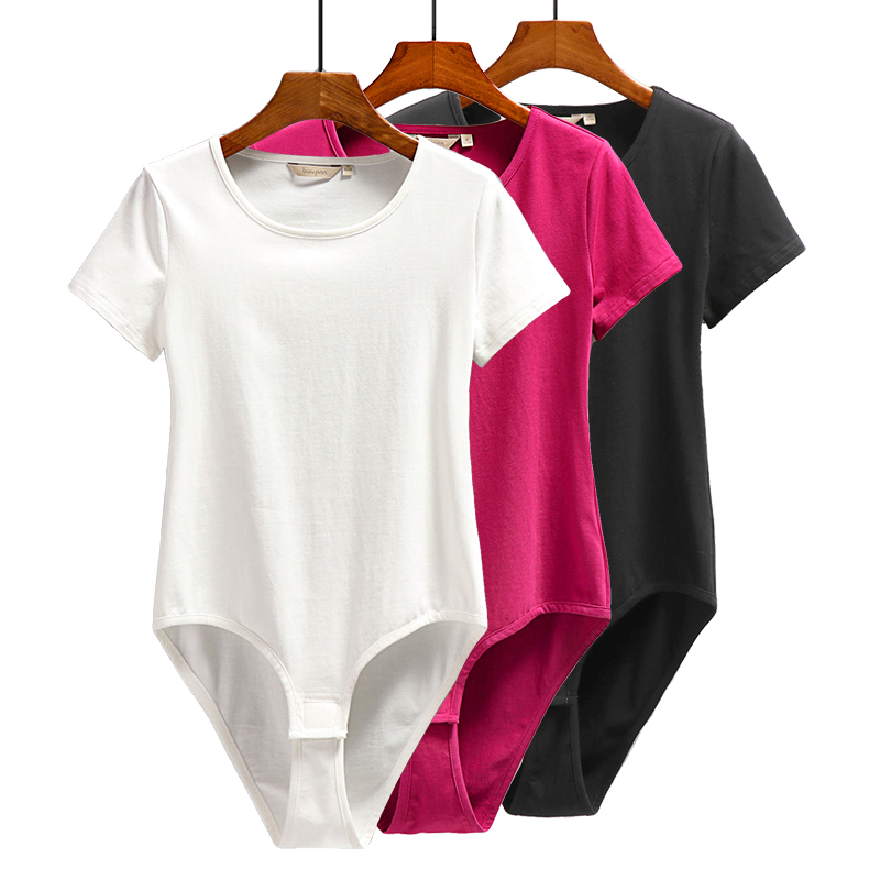 Buupnn Crotchless Top for Women Summer, Sexy Tight-Fitting Half-Sleeve Short-Sleeve T-Shirt with Velcro Crotch Opening