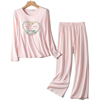 Fall-free wearing bra pyjamas woman long sleeve long pants Two sets of family clothes with their own chest cushion cups integral to outer wear