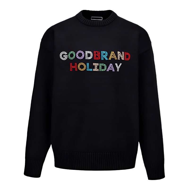 Goodbrand New Neon Colorful Beaded Round-Neck Light Luxury Fashion Retro Sweater Knitwear Unisex Goodbrand New Neon Colorful Beaded Round-Neck Light Luxury Fashion Retro Sweater Knitwear Unisex