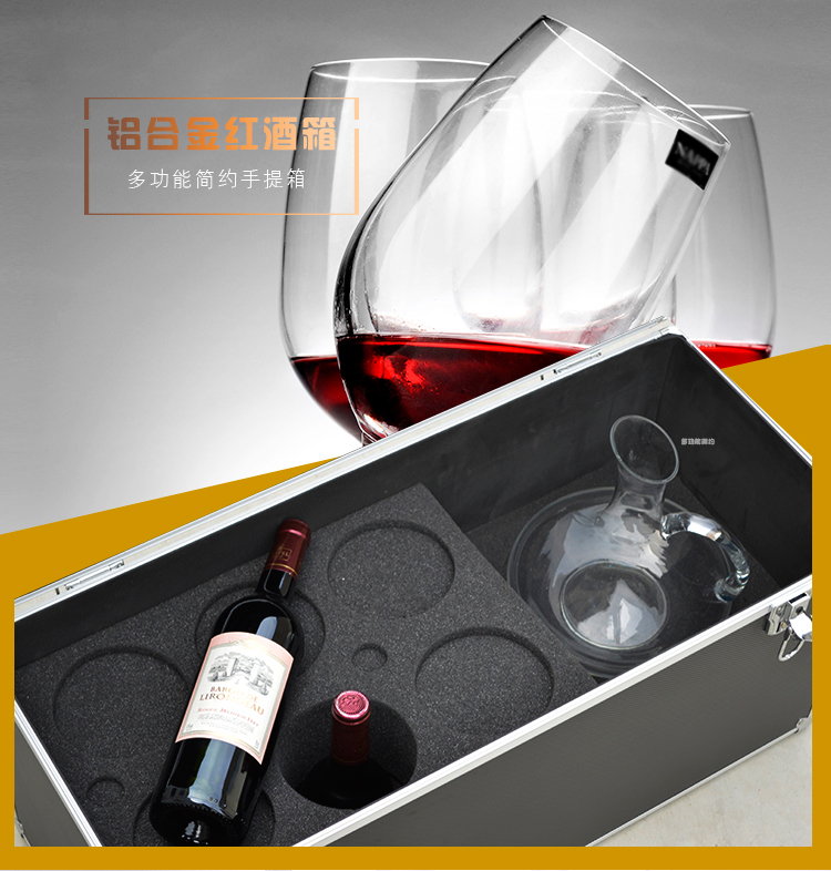 Mingxin cao cấp rượu vang đỏ cốc chén hộp thực tế xách tay hộp cốc xe đẩy hộp decanter rượu vang hộp lưu trữ rượu vang