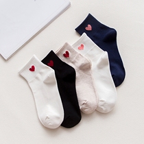 Love socks female ins tide summer thin mid-tube socks pure cotton net red Japanese cute stockings white summer