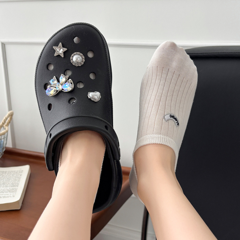 Here Are the No-Show Socks That Go with Crocs! Women's Summer Thin Cotton Socks That Don'T Slip Off, Are Non-Slip, and Are Invisible Short Socks