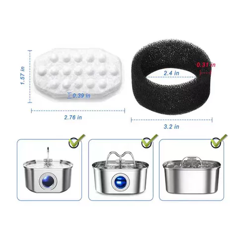 Фильтрующий элемент для дозатора воды для домашних животных, фильтрующий элемент из нержавеющей стали для дозатора воды для кошек, фильтрующий элемент с активированным углем, фильтрующий элемент для диспенсера для воды для кошек, губка