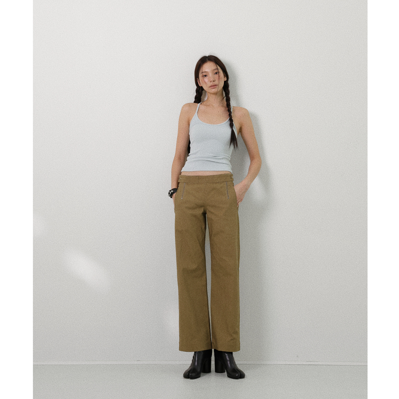 Fot2026 Spring/Summer Selo Fabric 100% Cotton Three-Dimensional Texture Casual Double Ykk Zipper Mid-Low Waist Cropped Pants