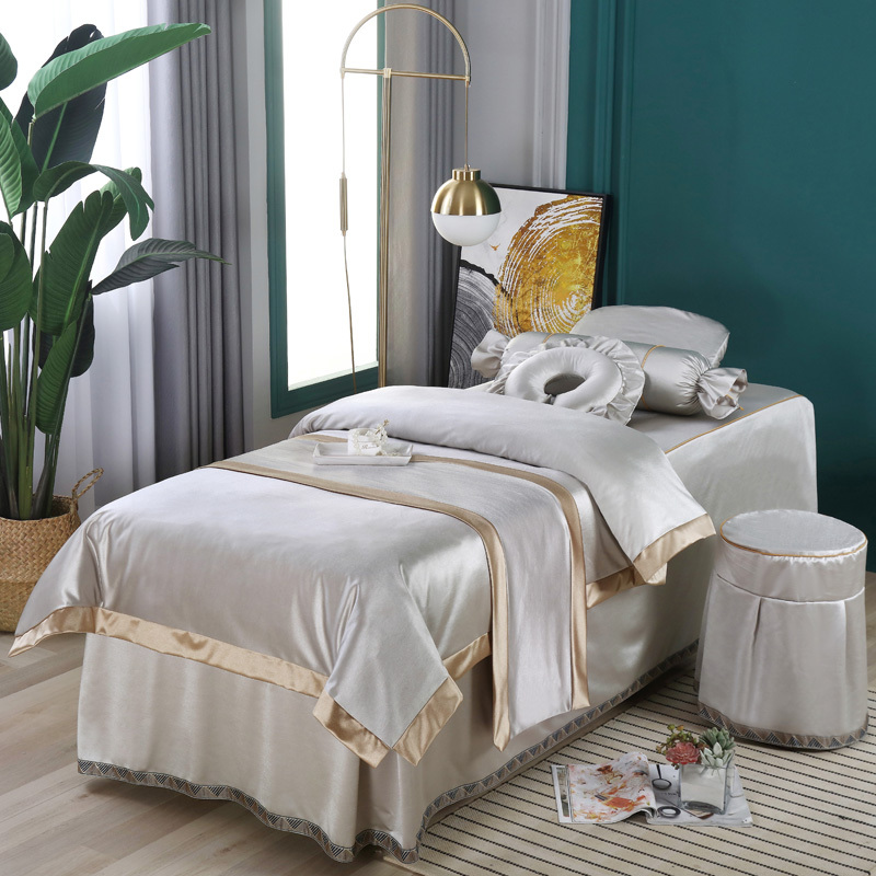 New Four-Piece Beauty Bed Cover Set, Light Luxury European Style, High-End Massage and Beauty Salon, Popular on Social Media, Suitable for All Seasons New Four-Piece Beauty Bed Cover Set, Light Luxury European Style, High-End Massage and Beauty Salon, Popular on Social Media, Suitable for All Seasons