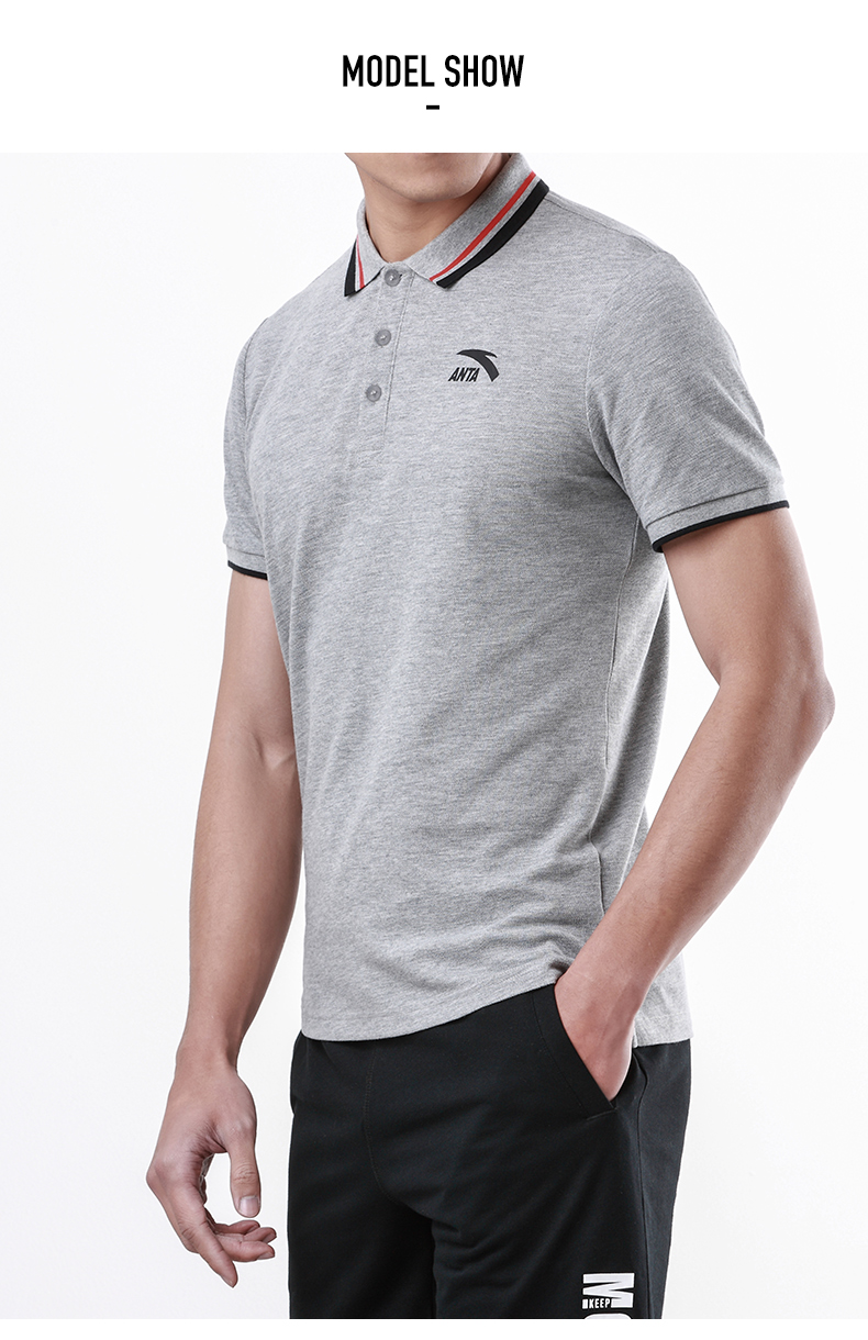 Anta ngắn tay áo sơ mi nam POLO 2018 hè đích thực mới đứng cổ áo giản dị nửa tay áo thoáng khí chạy bộ thể thao áo polo nữ