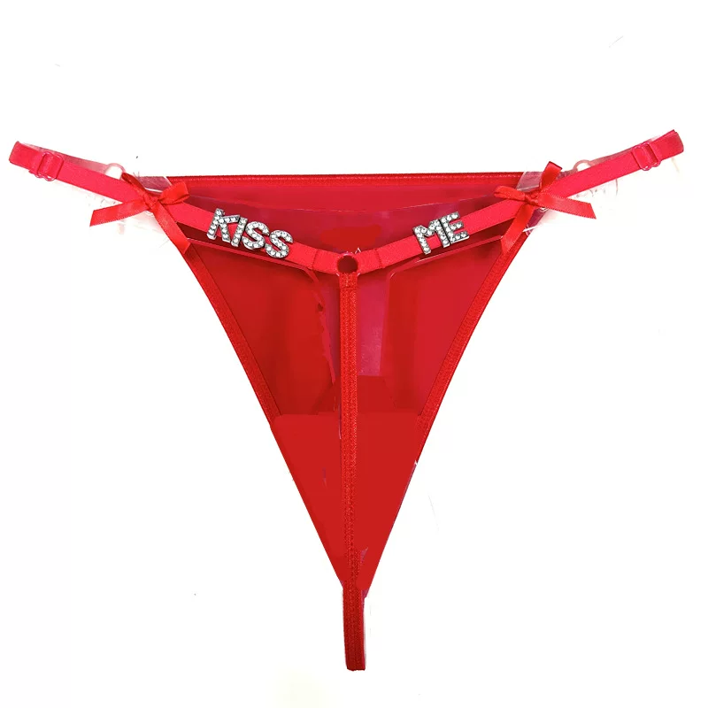 Kiss Me European and American rhinestone, a thin belt underwear sexy thong can adjust the temptation Tanement THONG