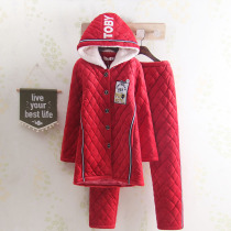 Hooded thick cotton cotton winter ladies high-grade beesveler cotton cotton pregnant womens Moon clothing long-term home clothing set