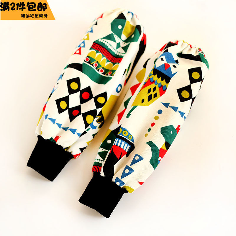 Han Style Pure Cotton Long Version Sleeves Rostomas Sleeve Cartoon Cotton Cloth student Adult male and female sleeves Anti-fouling 2 Double
